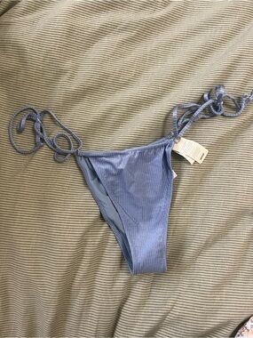 NWT Aerie Shine Rib Cheekiest Side Tie Strapp Swim Bottoms Monaco Blue